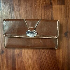 Nine West Brown Leather Wallet with Silver Accent